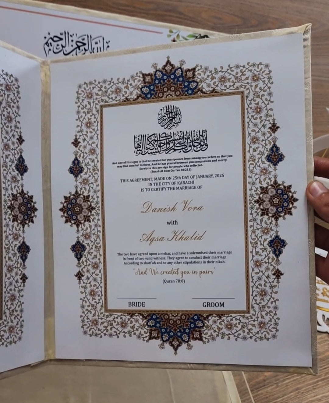 Nikkah Nama Booklet File and Box