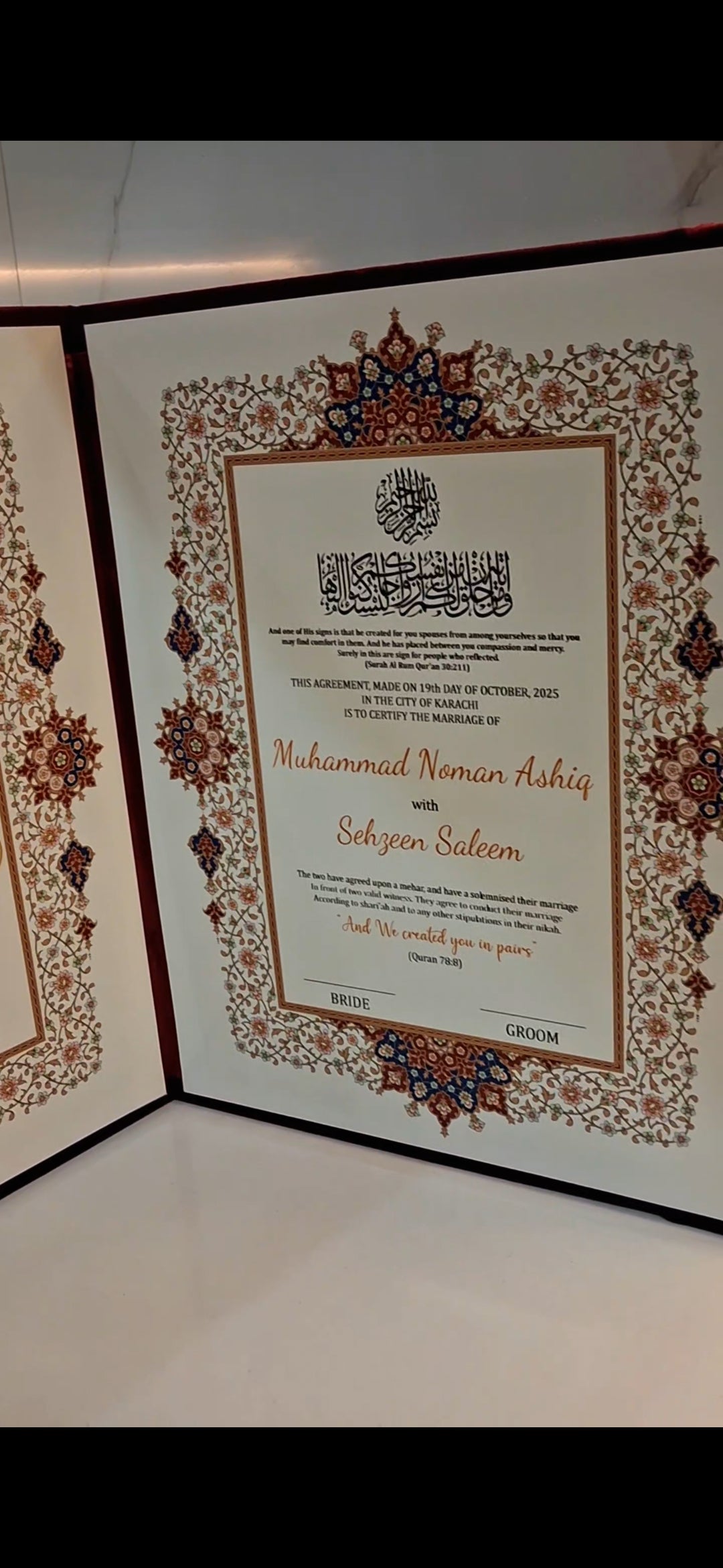 Nikah nama Booklet